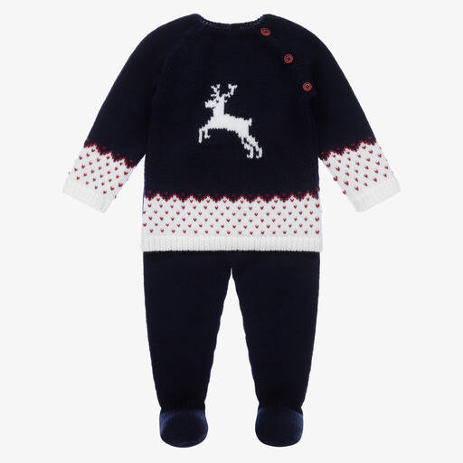 PAZ Rodríguez-Blue Wool 2 Piece Babygrow | Childrensalon Outlet