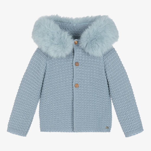 Paz Rodríguez-Blaue Wollstrickjacke mit Kapuze | Childrensalon Outlet