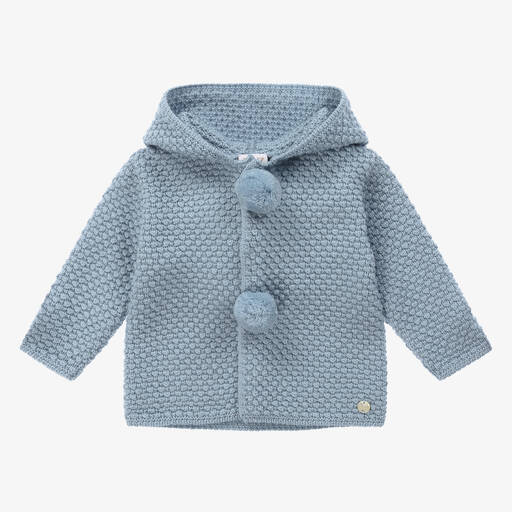 Paz Rodríguez-Blue Wool Knit Pram Coat | Childrensalon Outlet