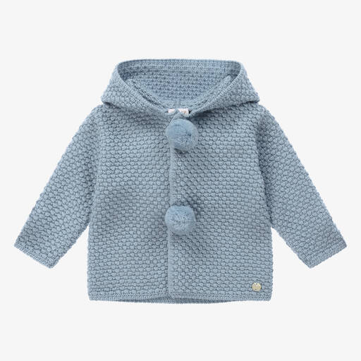 PAZ Rodríguez-Blue Wool Knit Pram Coat | Childrensalon Outlet
