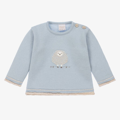 Paz Rodríguez-Blue Wool Knit Sweater | Childrensalon Outlet