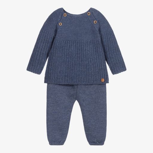 PAZ Rodríguez-Blue Wool Trouser Set | Childrensalon Outlet