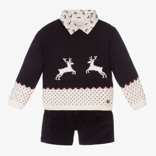 PAZ Rodríguez-Комплект из 3 предметов с синими шортами для мальчиков | Childrensalon Outlet