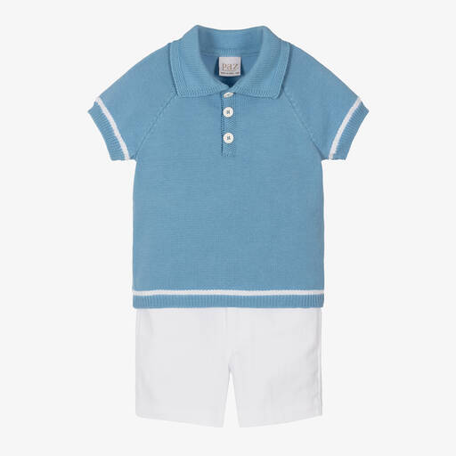 PAZ Rodríguez-Boys Blue Cotton Shorts Set | Childrensalon Outlet