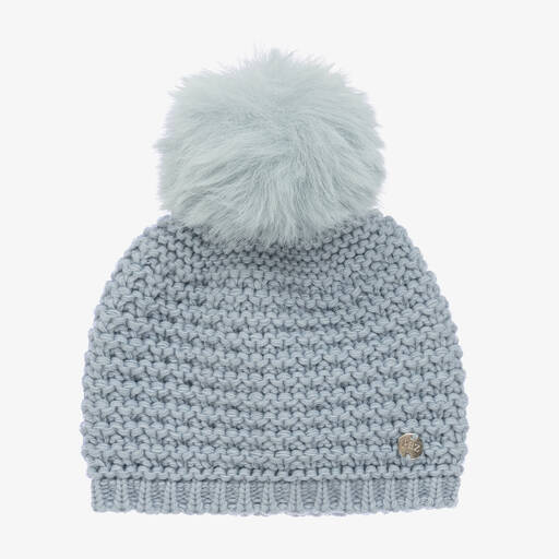 Paz Rodríguez-Bonnet bleu en laine à pompon | Childrensalon Outlet