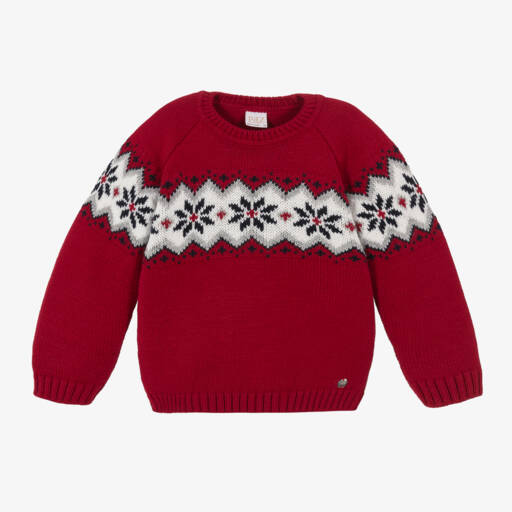 PAZ Rodríguez-Boys Classic Red Knit Jumper | Childrensalon Outlet