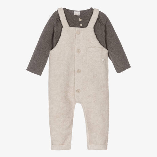 Paz Rodríguez-Boys Grey & Beige Dungaree Set | Childrensalon Outlet