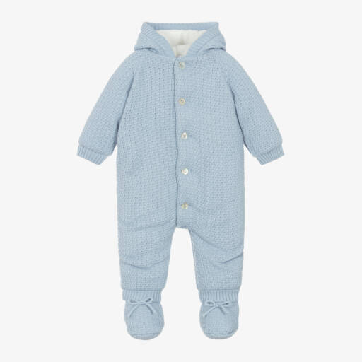 PAZ Rodríguez-Boys Knitted Blue Pramsuit Set | Childrensalon Outlet