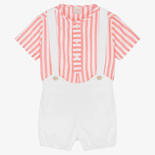 Paz Rodríguez-Ensemble short rouge et blanc rayé | Childrensalon Outlet