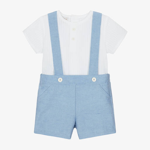 PAZ Rodríguez-Boys White & Blue Cotton Shorts Set | Childrensalon Outlet