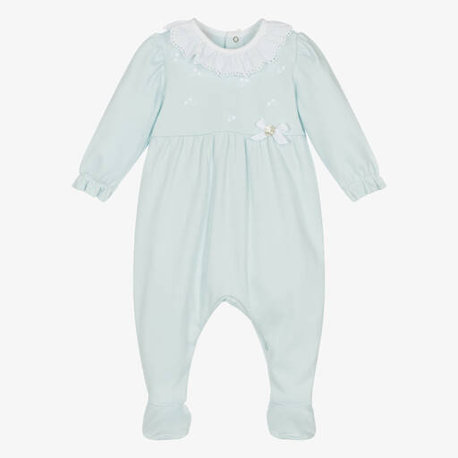 PAZ Rodríguez-Голубой хлопковый комбинезон с вишенками для девочек | Childrensalon Outlet