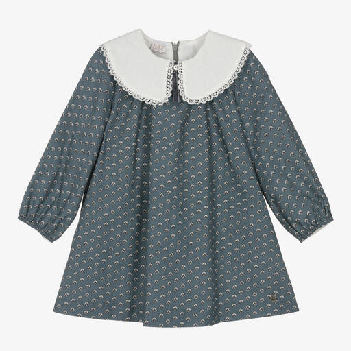 Paz Rodríguez-Robe bleue en coton à fleurs fille | Childrensalon Outlet