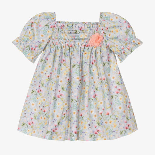 PAZ Rodríguez-Голубое хлопковое платье в цветочек | Childrensalon Outlet