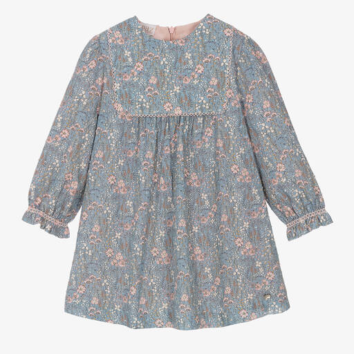 PAZ Rodríguez-Girls Blue Floral Cotton Dress | Childrensalon Outlet