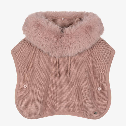 PAZ Rodríguez-Girls Dusky Pink Knitted Wool Cape | Childrensalon Outlet