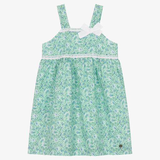 Paz Rodríguez-Robe verte en coton motif cachemire | Childrensalon Outlet