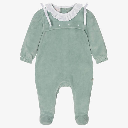 PAZ Rodríguez-Girls Green Velour Babygrow | Childrensalon Outlet