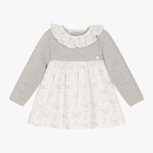 PAZ Rodríguez-Girls Grey and White Dress | Childrensalon Outlet