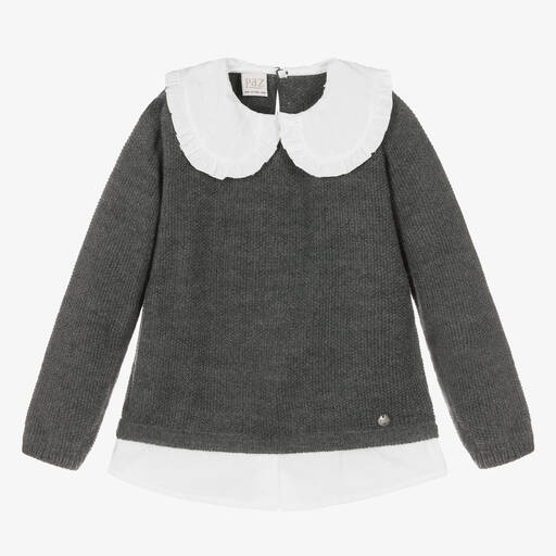 Paz Rodríguez-Girls Grey Knitted Sweater | Childrensalon Outlet