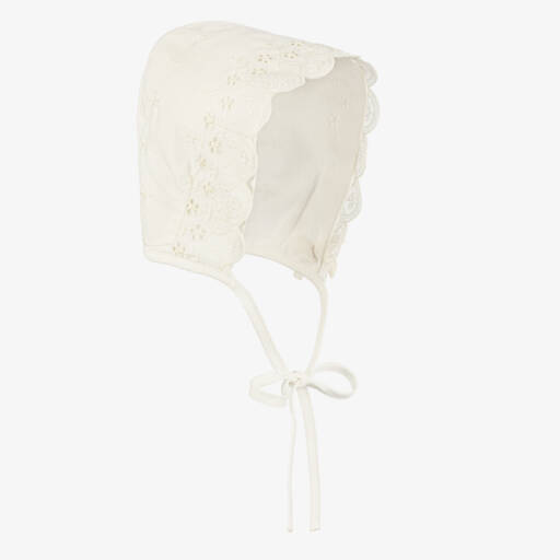 PAZ Rodríguez-Girls Ivory Lace Cotton Bonnet | Childrensalon Outlet