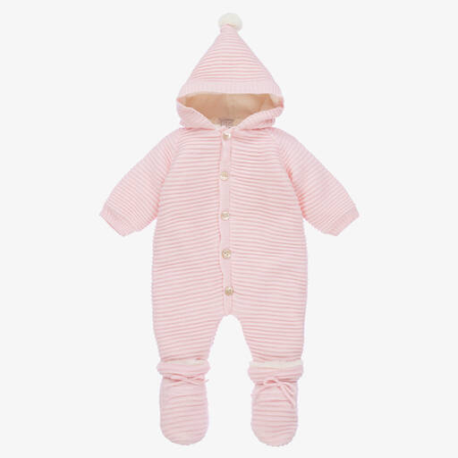 Paz Rodríguez-Girls Pink Cotton Knit Pramsuit & Booties | Childrensalon Outlet