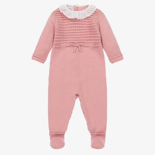 Paz Rodríguez-Girls Pink Knitted Merino Wool Babygrow | Childrensalon Outlet