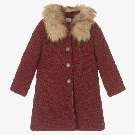 PAZ Rodríguez-Красное шерстяное пальто для девочек | Childrensalon Outlet