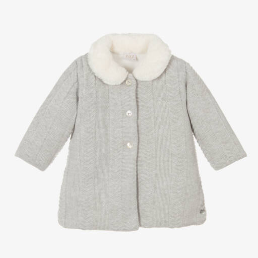PAZ Rodríguez-Girls Soft Grey Knitted Overcoat | Childrensalon Outlet