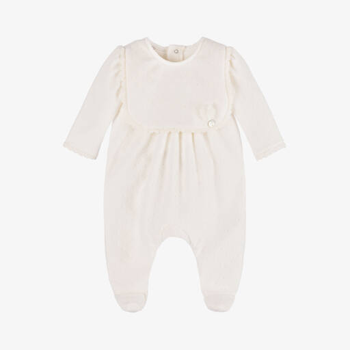 PAZ Rodríguez-Girls Velour Ivory Sleepsuit | Childrensalon Outlet