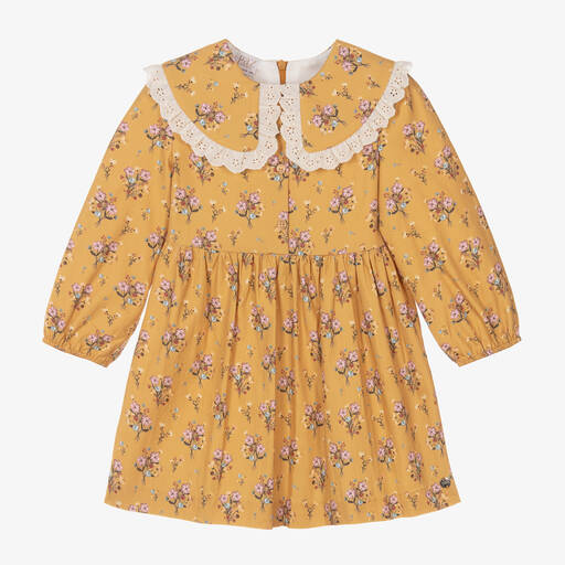 Paz Rodríguez-Girls Yellow Cotton Floral Dress | Childrensalon Outlet