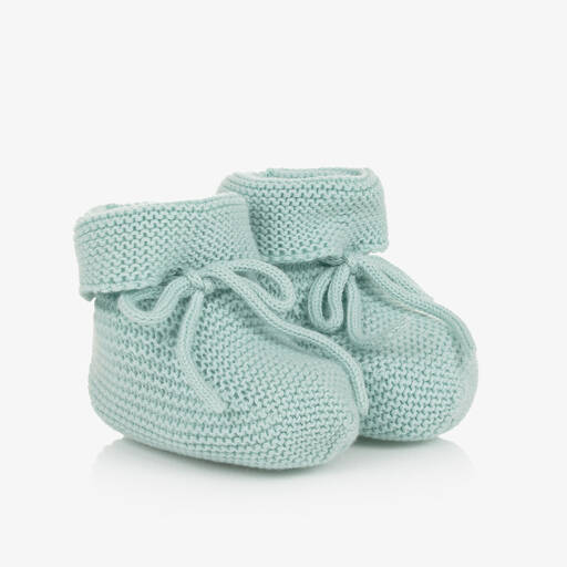 Paz Rodríguez-Green Cotton Knit Baby Booties | Childrensalon Outlet