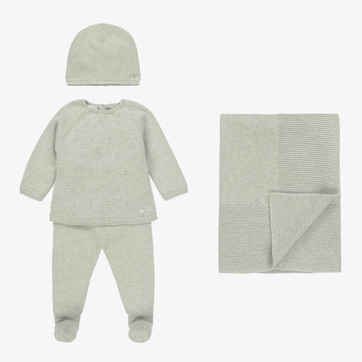 Paz Rodríguez-Green Cotton Knit Babygrow Gift Set | Childrensalon Outlet