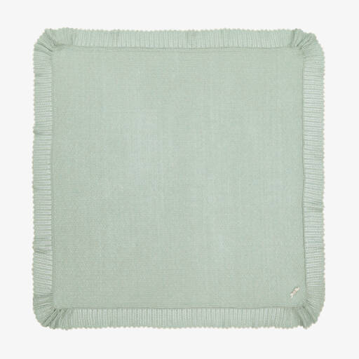 Paz Rodríguez-Green Knitted Cotton Baby Shawl (112cm) | Childrensalon Outlet