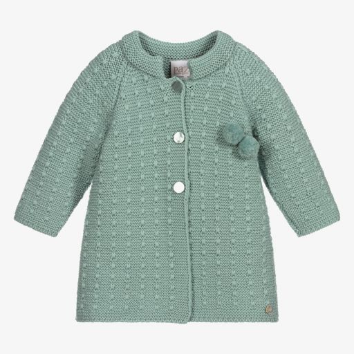 PAZ Rodríguez-معطف صوف مارينو محبوك لون أخضر للمولودات | Childrensalon Outlet