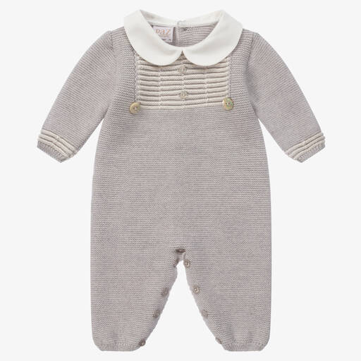 Paz Rodríguez-Grey Wool Knit Babysuit | Childrensalon Outlet