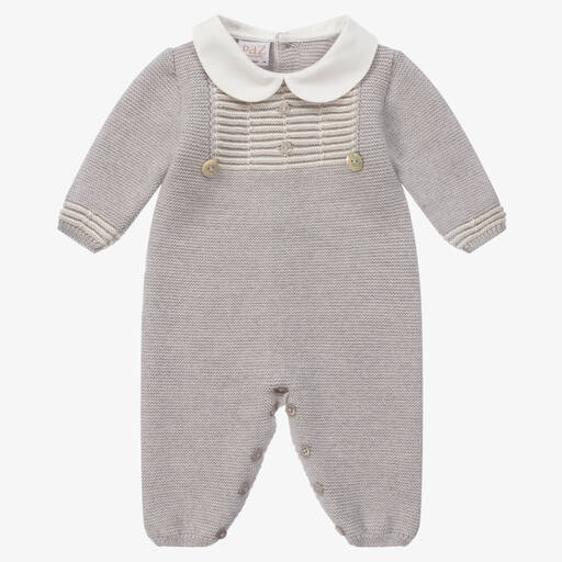 PAZ Rodríguez-Grey Wool Knit Babysuit | Childrensalon Outlet