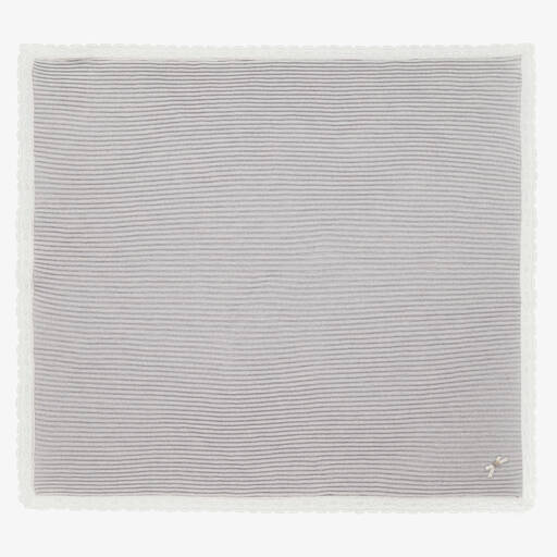 Paz Rodríguez-Grey Wool Knit Shawl (100cm) | Childrensalon Outlet