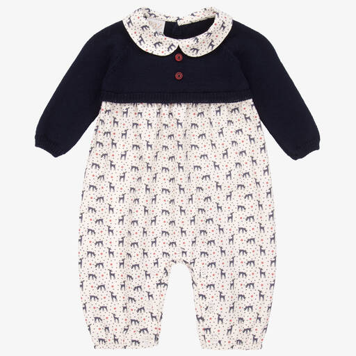 Paz Rodríguez-Ivory Cotton Reindeer Romper | Childrensalon Outlet