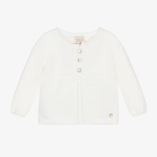 Paz Rodríguez-Ivory Merino Wool Cardigan | Childrensalon Outlet