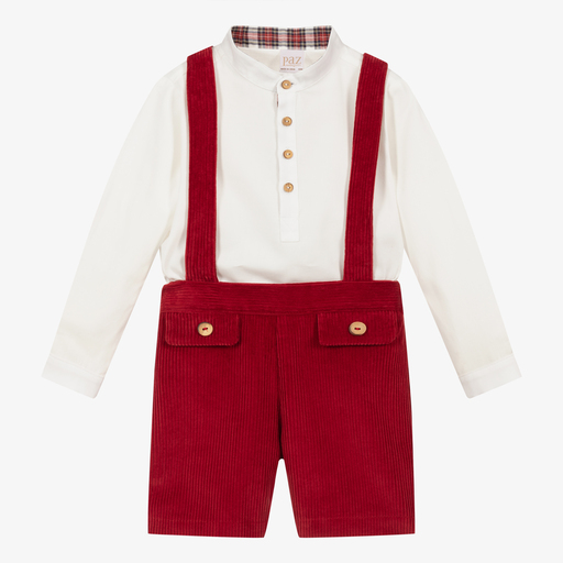 Paz Rodríguez-Ivory Shirt & Red Shorts Set | Childrensalon Outlet