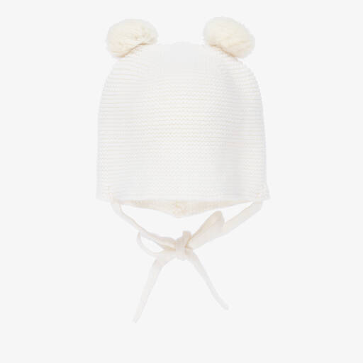 Paz Rodríguez-Ivory Wool Knit Pom-Pom Hat | Childrensalon Outlet