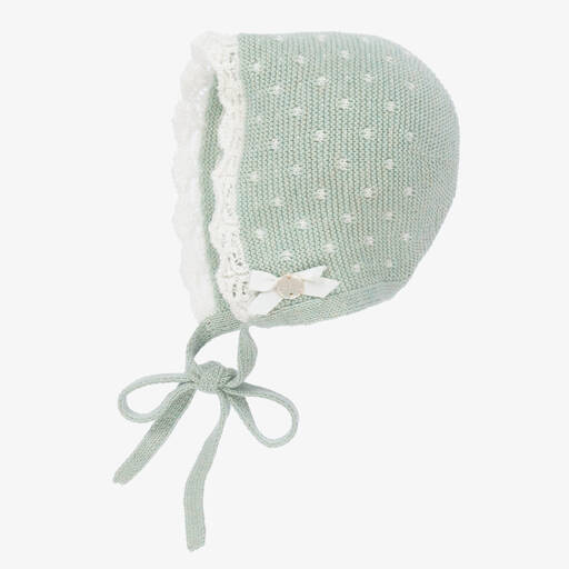Paz Rodríguez-Mint Green Cotton Baby Bonnet | Childrensalon Outlet