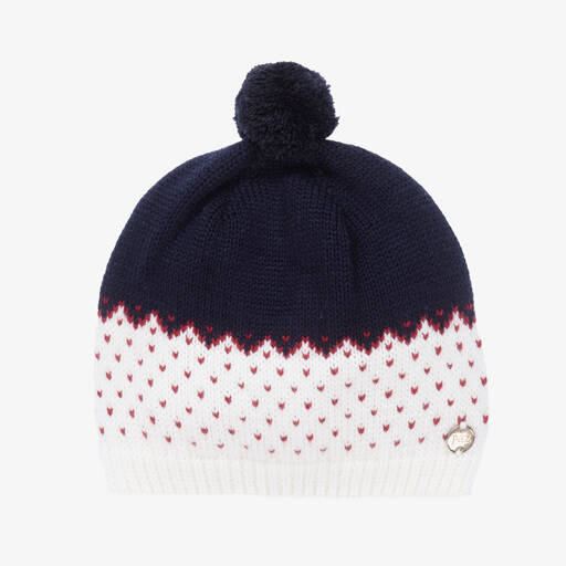 Paz Rodríguez-Navy Blue & Ivory Pom-Pom Hat | Childrensalon Outlet