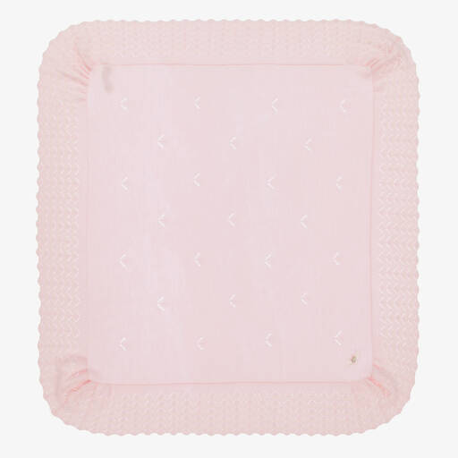Paz Rodríguez-Pink Knitted Wool Baby Shawl (100cm) | Childrensalon Outlet