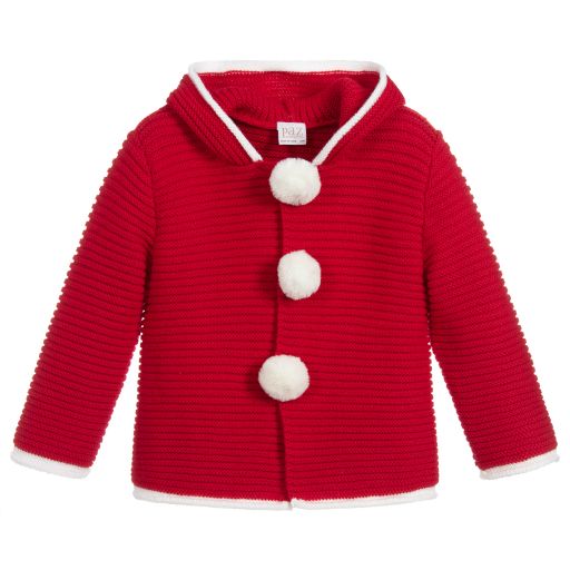 Paz Rodríguez-Red Wool Pom-Pom Jacket | Childrensalon Outlet