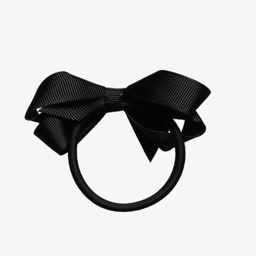 Peach Ribbons-Black Bow Hair Elastic (7cm) | Childrensalon Outlet
