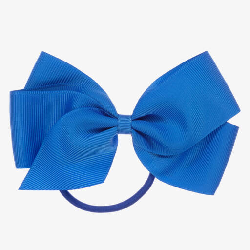Peach Ribbons-Cobalt Blue Bow Hair Elastic (12cm) | Childrensalon Outlet