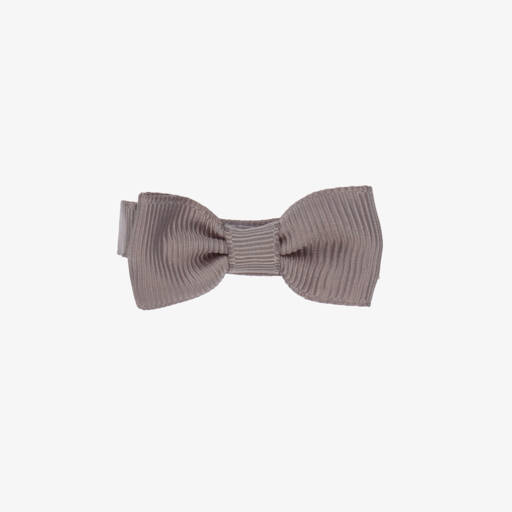 Peach Ribbons-Girls Grey Grosgrain Hair Bow | Childrensalon Outlet