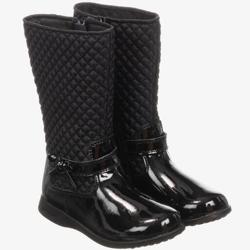 Pediped Flex (1-12yr)-Black Leather 'Naomi' Boots | Childrensalon Outlet