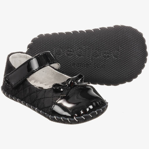 Pediped Originals (0-24mth)-Black Leather Pre-Walker Shoes | Childrensalon Outlet